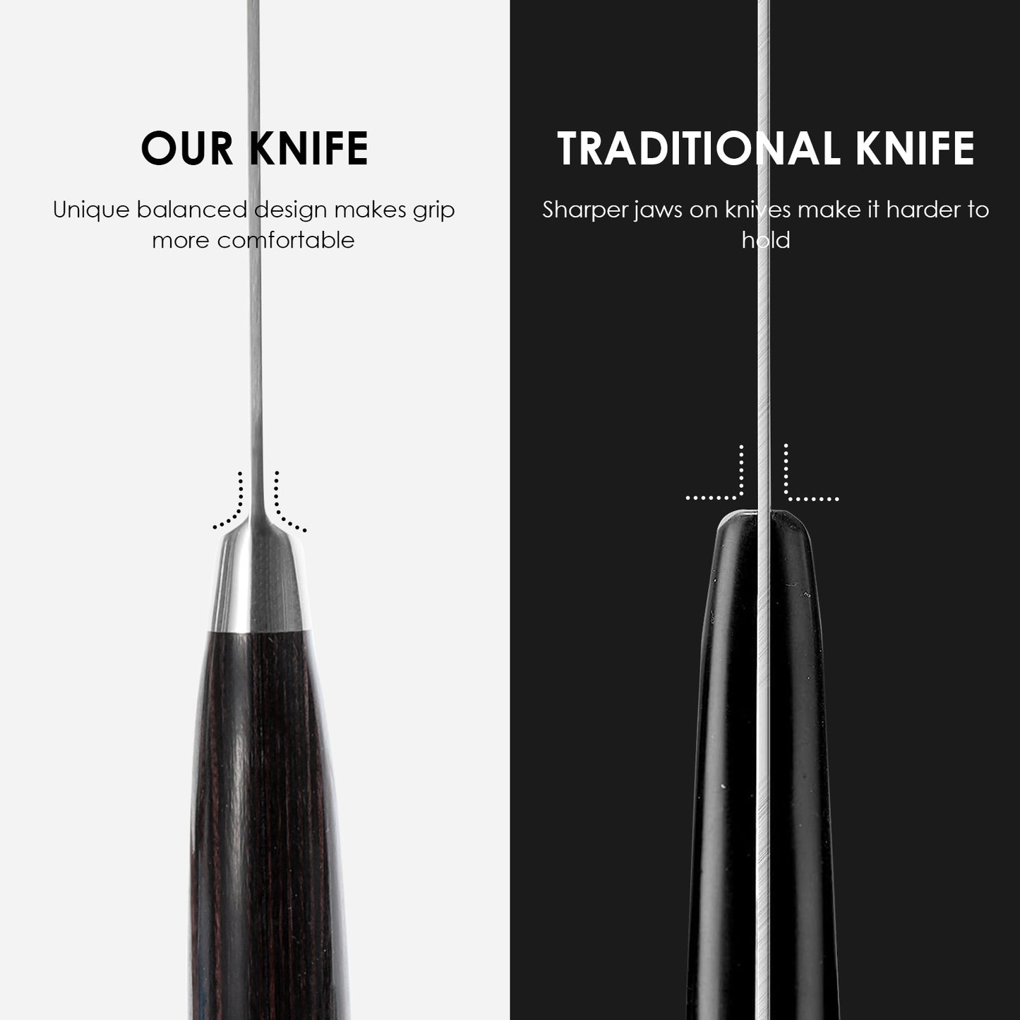 Qulajoy Santoku-Messer, Kochmesser aus kohlenstoffreichem Edelstahl, japanische Küchenmesser mit ergonomischem Pakkaholz-Griff, Hackmesser für die Küche zu Hause