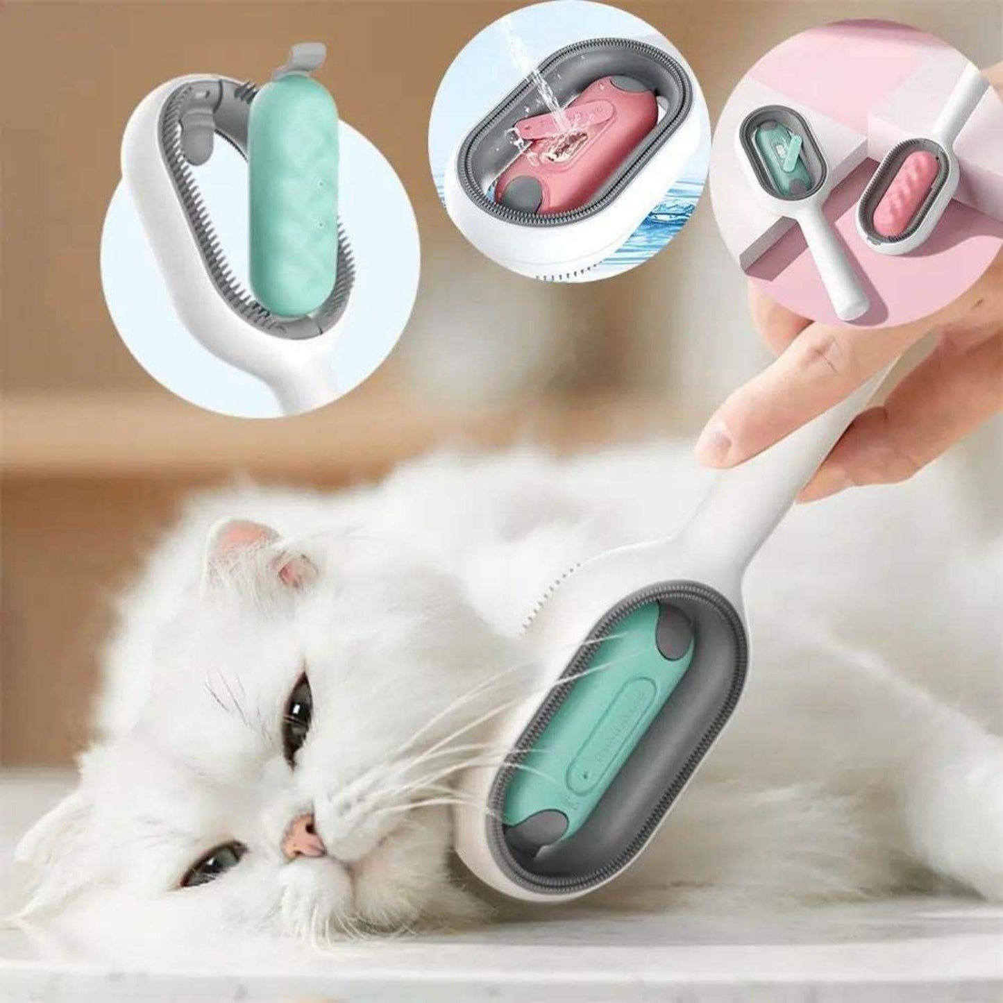 Katzenhaarbürste mit Wasser, Klebebürste für Katzen, 4-in-1-Katzenpflegebürste, kreatives Update, Katzen- und Hundepflegekamm mit Wassertank, doppelseitige Haarentfernungsbürste, Kätzchen, Haustierbedarf, Zubehör