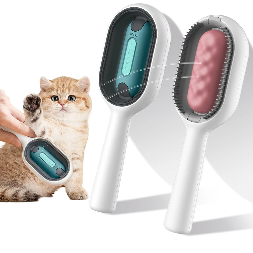 Katzenhaarbürste mit Wasser, Klebebürste für Katzen, 4-in-1-Katzenpflegebürste, kreatives Update, Katzen- und Hundepflegekamm mit Wassertank, doppelseitige Haarentfernungsbürste, Kätzchen, Haustierbedarf, Zubehör