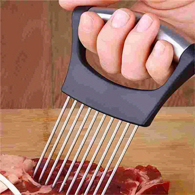 Zwiebelschneiderhalter, Zwiebelhalter zum Schneiden, Zwiebelschneider aus Edelstahl 304, Zitronenhalter-Schneider, Kreativer Zwiebelschneiderhalter, Zwiebelschneider für Steaksehnen, Haushaltsgerät, Küchenutensilien