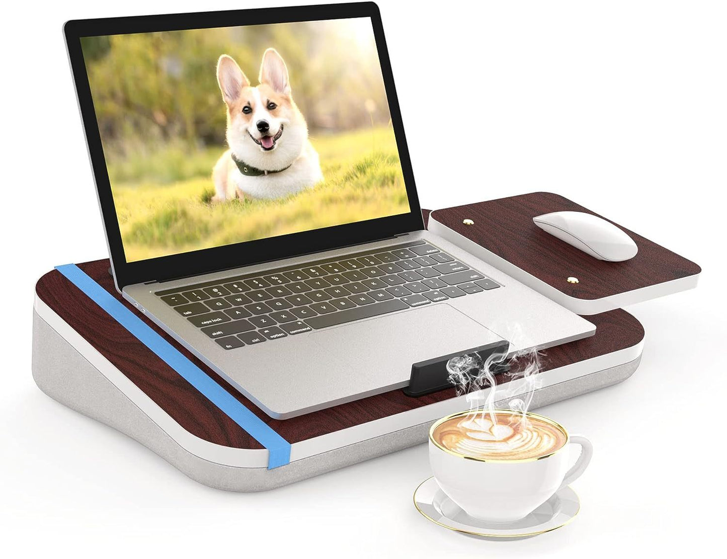 Schoßschreibtisch mit Kissen, Tablet-Halter und abnehmbarer Mausablage, passend für Laptops bis zu 16,1 Zoll, Schoßschreibtisch für Bett, Couch, Sofa und Tisch