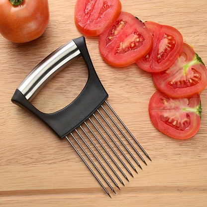 Zwiebelschneiderhalter, Zwiebelhalter zum Schneiden, Zwiebelschneider aus Edelstahl 304, Zitronenhalter-Schneider, Kreativer Zwiebelschneiderhalter, Zwiebelschneider für Steaksehnen, Haushaltsgerät, Küchenutensilien