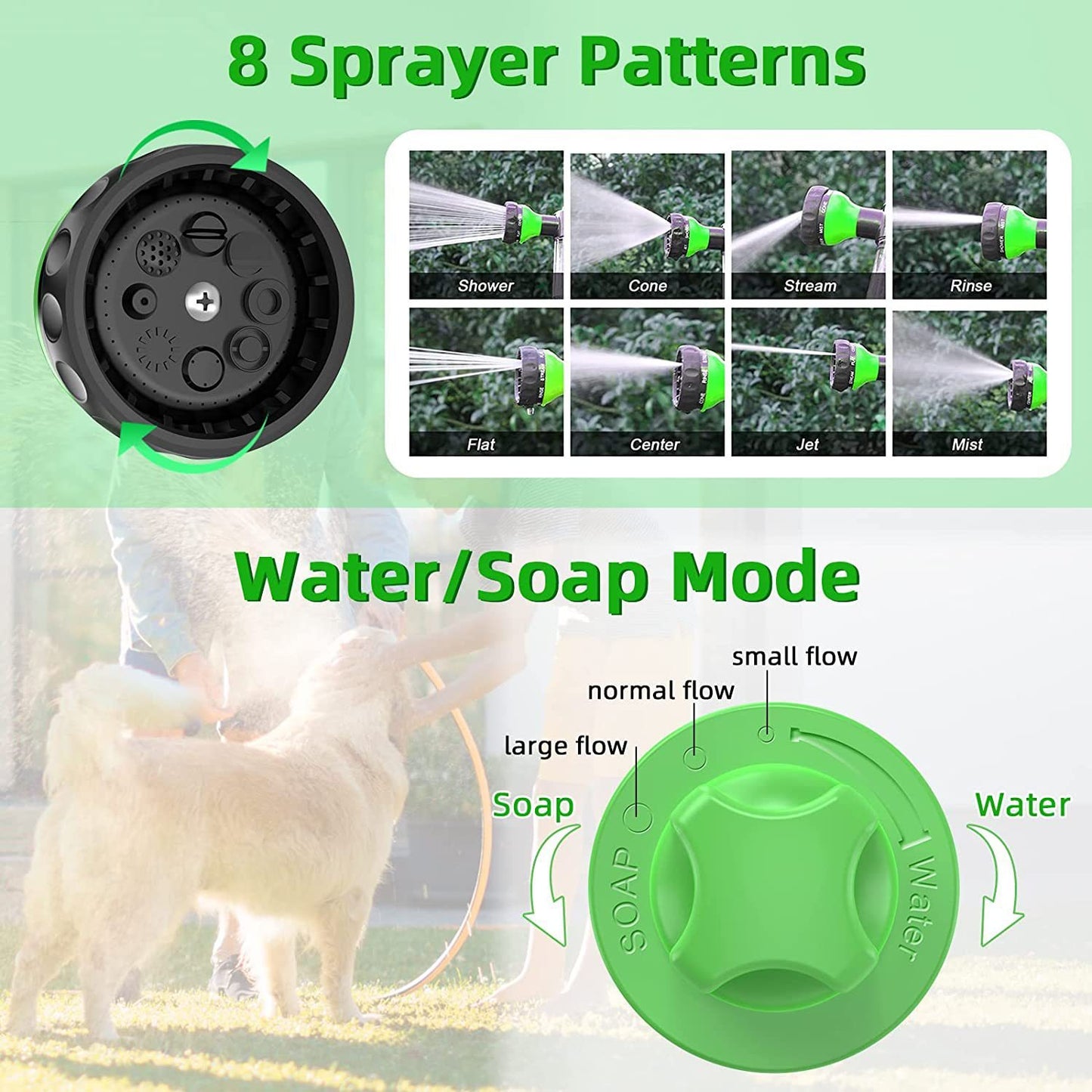 Tierduschbrause für draußen, Hochdruck-Duschbrause für Haustiere, Hundeduschbürste und Tierpflegekamm zum Gießen von Blumen, Autowaschen und Baden von Haustieren
