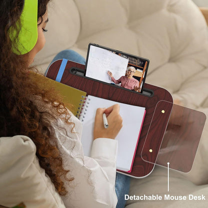 Schoßschreibtisch mit Kissen, Tablet-Halter und abnehmbarer Mausablage, passend für Laptops bis zu 16,1 Zoll, Schoßschreibtisch für Bett, Couch, Sofa und Tisch